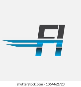 FI initial logo company name colored black and blue, Simple and Modern Logo Design.