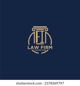 FI initial monogram for law firm with creative circle line