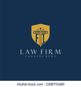 FI initial monogram lawfirm logo with pillar and shield design