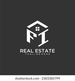 FI initial monogram logo for real estate with polygon shape creative design