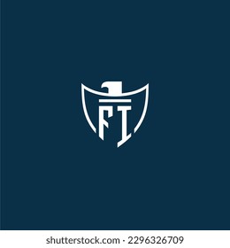 FI initial monogram logo for shield with eagle image vector design