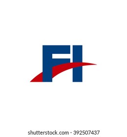 FI initial overlapping swoosh letter logo blue red