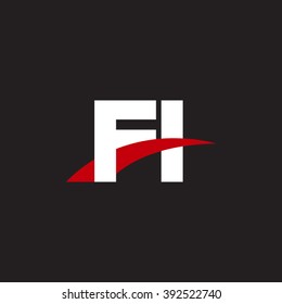 FI initial overlapping swoosh letter logo white red black background