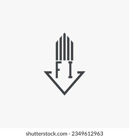 Indicaciones FI de la ilustración del material del logotipo inmobiliario. vector de logotipo