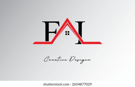 FI Letter House Logo – Monograma inmobiliario creativo con el icono del techo y la forma del hogar para la propiedad, la arquitectura y la marca moderna

