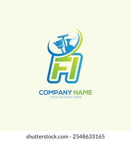 Logotipo del Vector de limpieza local FI o IF Letter. Vector del logotipo del servicio de limpieza
