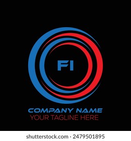 FI letter logo creative design. FI unique design. FI letter logo design on black background.