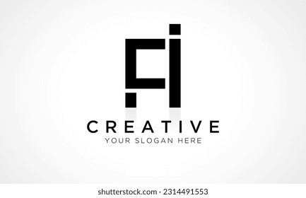 FI Letter Logo Design Vector Template. Alphabet Initial Letter FI Logo Design With Glossy Reflection Business Illustration.