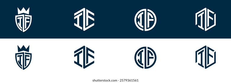 IF FI letter logo set design