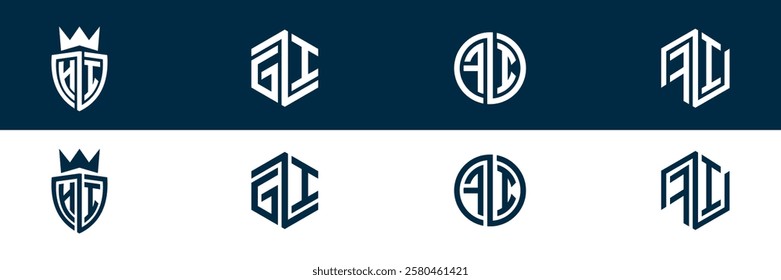 FI IF letter logo set design