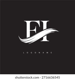 Logotipo de monograma de letra FI com traço de pincel para identidade de marca moderna