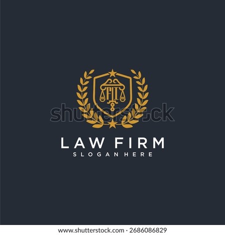 FI letter monogram logo for lawfirm with pillar and leaf image design