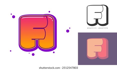 FI logo design for festival or party. Initial letter f and i in graffiti style. Creative modern lettering company name of font typography. Kids trendy logotype or identity. Vector illustration.