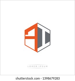 FI Logo Initial Monogram Negative Space Design Template With Orange and Grey Color - Vector EPS 10