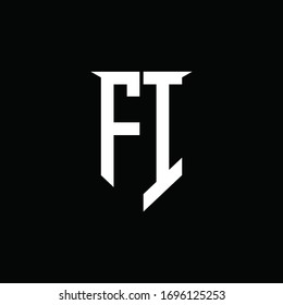 Monograma del logotipo FI con plantilla de diseño de estilo de escudo de emblemas