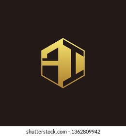 FI Logo Monogram with Negative space gold colors
