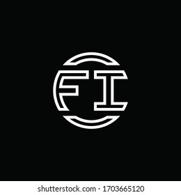 FI logo monogram with negative space circle rounded design template