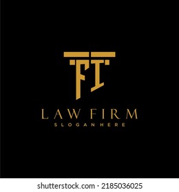 Logo inicial del monograma FI para la firma de abogados con diseño de hitos