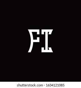 FI monogram logo with curved side style design template