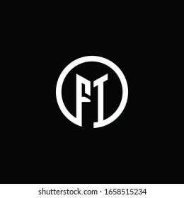 FI monogram logo isolated with a rotating circle