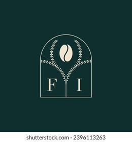FI Unique and simple logo design combination of letters and coffee bean