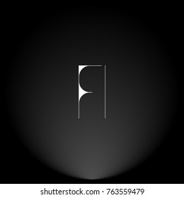 FI White thin minimalist LOGO Design with Highlight on Black Background.