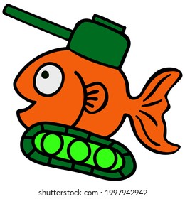 fiah tank cartoon art vector