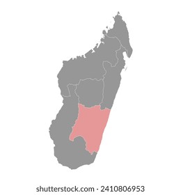 Mapa de la provincia de Fianarantsoa, división administrativa de Madagascar. Ilustración vectorial.