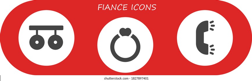 fiance icon set. 3 filled fiance icons. Included Rings, Ring icons