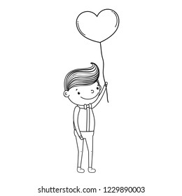 fiance male cute cartoon in black and white