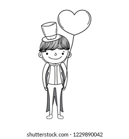 fiance male cute cartoon in black and white