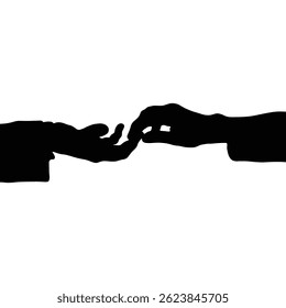 Fiance's hand line silhouette icon vector illustration