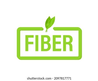Fiber Badge isolated on white background. Vegan Button. Vector stock illustration.