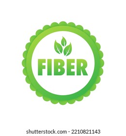 Fiber Badge isolated on white background. Vegan Button. Vector stock illustration.