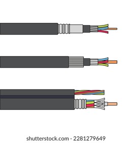 Fiber cable isolated color set icon. Vector illustration optical fibre on white background. Vector color icon fiber cable.