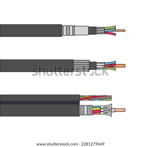 Fiber cable isolated color set icon. Vector illustration optical fibre on white background. Vector color icon fiber cable.