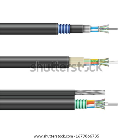 Fiber cable isolated realistic set icon. Vector illustration optical fibre on white background. Vector realistic icon fiber cable.