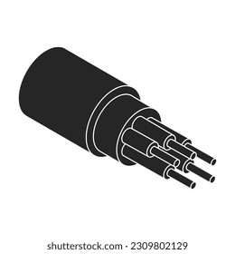 Fiber cable vector icon. Black vector icon isolated on white background fiber cable.