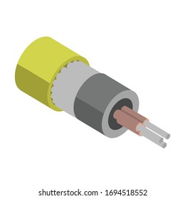 Fiber cable vector icon. Isometric vector icon isolated on white background fiber cable.