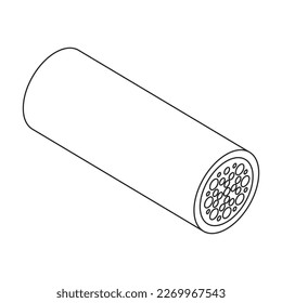 Fiber cable vector icon. Outline vector icon isolated on white background fiber cable.