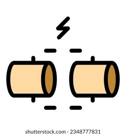 Fiber connection icon outline vector. Wire fibre. Optic cable color flat