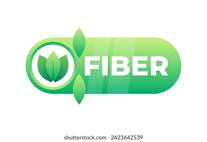 Fiber content certification badge featuring green leaves and the word FIBER denoting natural material quality