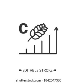 Fiber Content Line Icon. Gluten High Level. Energy Value. Nutrition Facts. Nutrition Supplements. Nutrient Composition. Isolated Vector Illustration. Editable Stroke