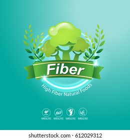 Fiber in Foods Concept Label Vector