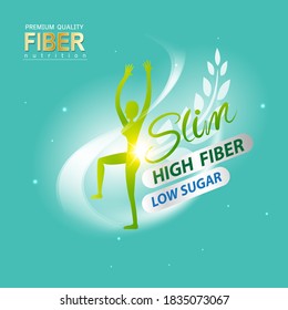 Fiber in Foods Slim Shape and Vitamin Concept Label Vector