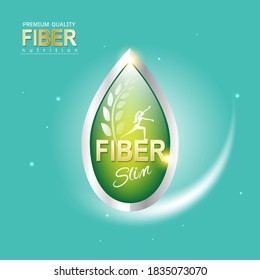 Fiber in Foods Slim Shape and Vitamin Concept Label Vector