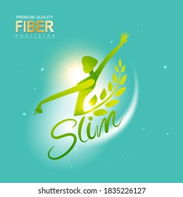 Fiber in Foods Slim Shape and Vitamin Concept Label Vector