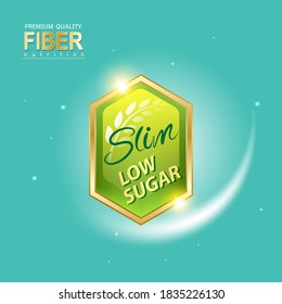 Fiber in Foods Slim Shape and Vitamin Concept Label Vector