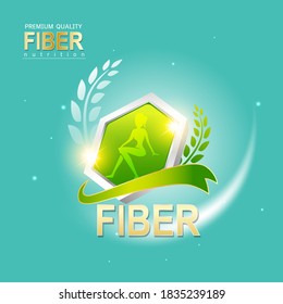 Fiber in Foods Slim Shape and Vitamin Concept Label Vector