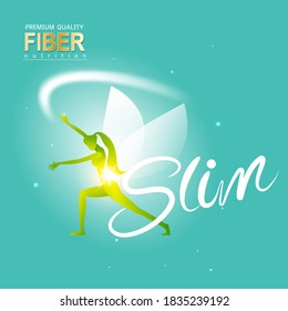 Fiber in Foods Slim Shape and Vitamin Concept Label Vector